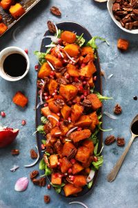 INSANELY-delicious-Sweet-Spicy-Roasted-Squash-Salad-with-Cinnamon-Sugar-Pecans-and-Pomegranate-Molasses-vegan-glutenfree-thanksgiving-recipe-healthy-easy